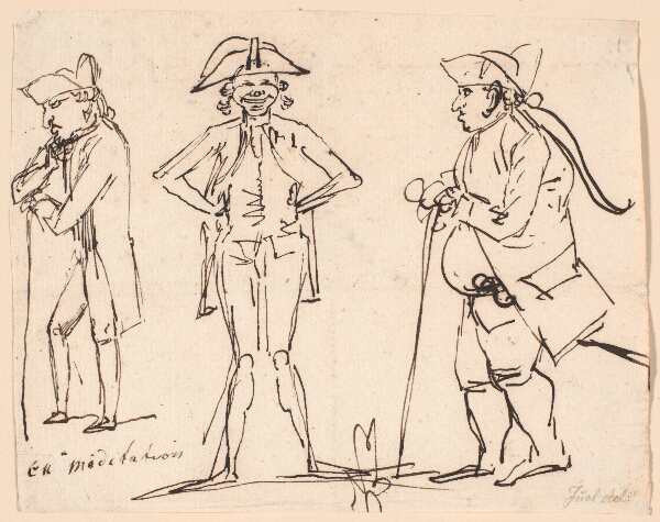 Jens Juel, Meditation. Karikaturer af Clemens, Juel og Charles Bonnet