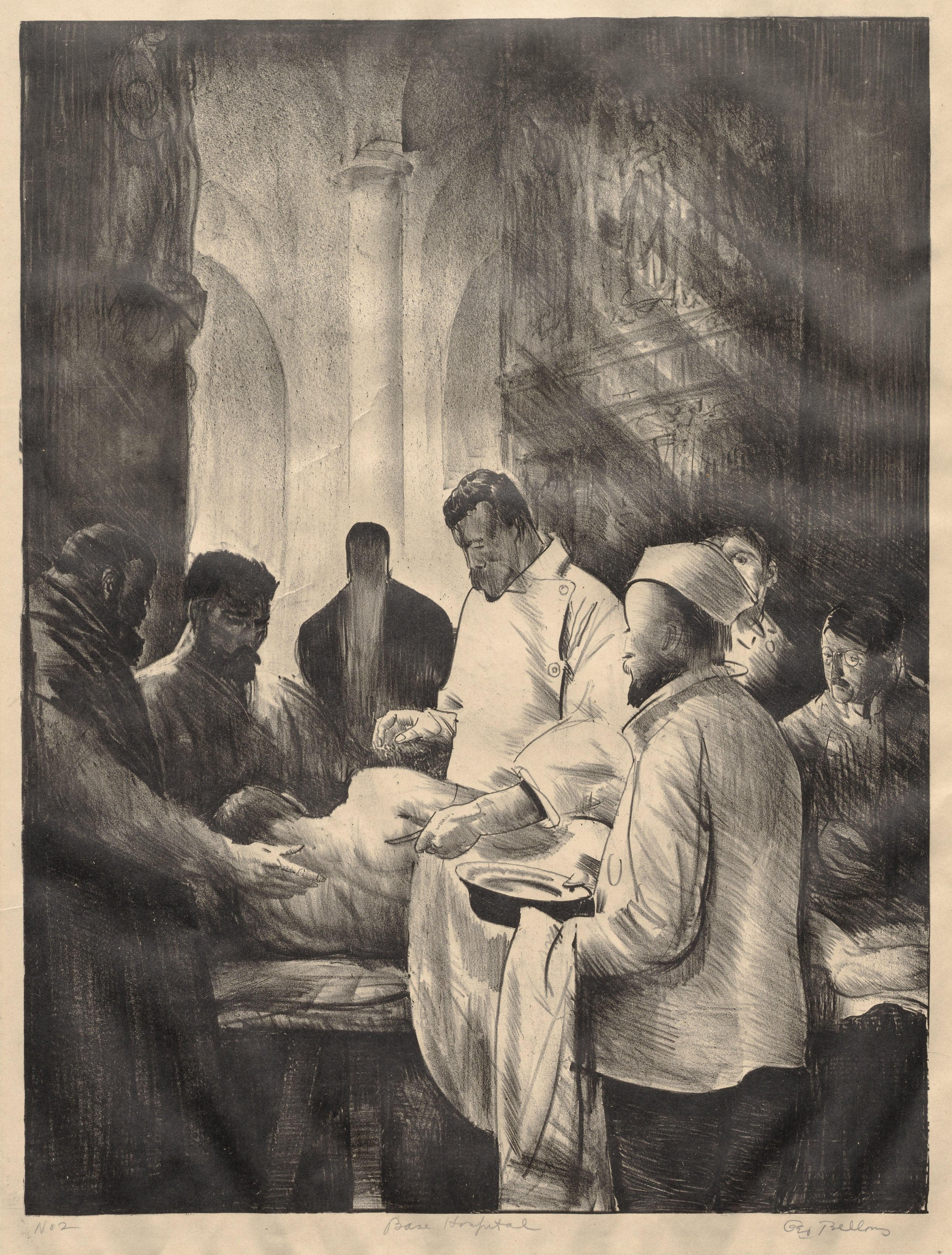 George Bellows, War Series:  Base Hospital, Second Stone