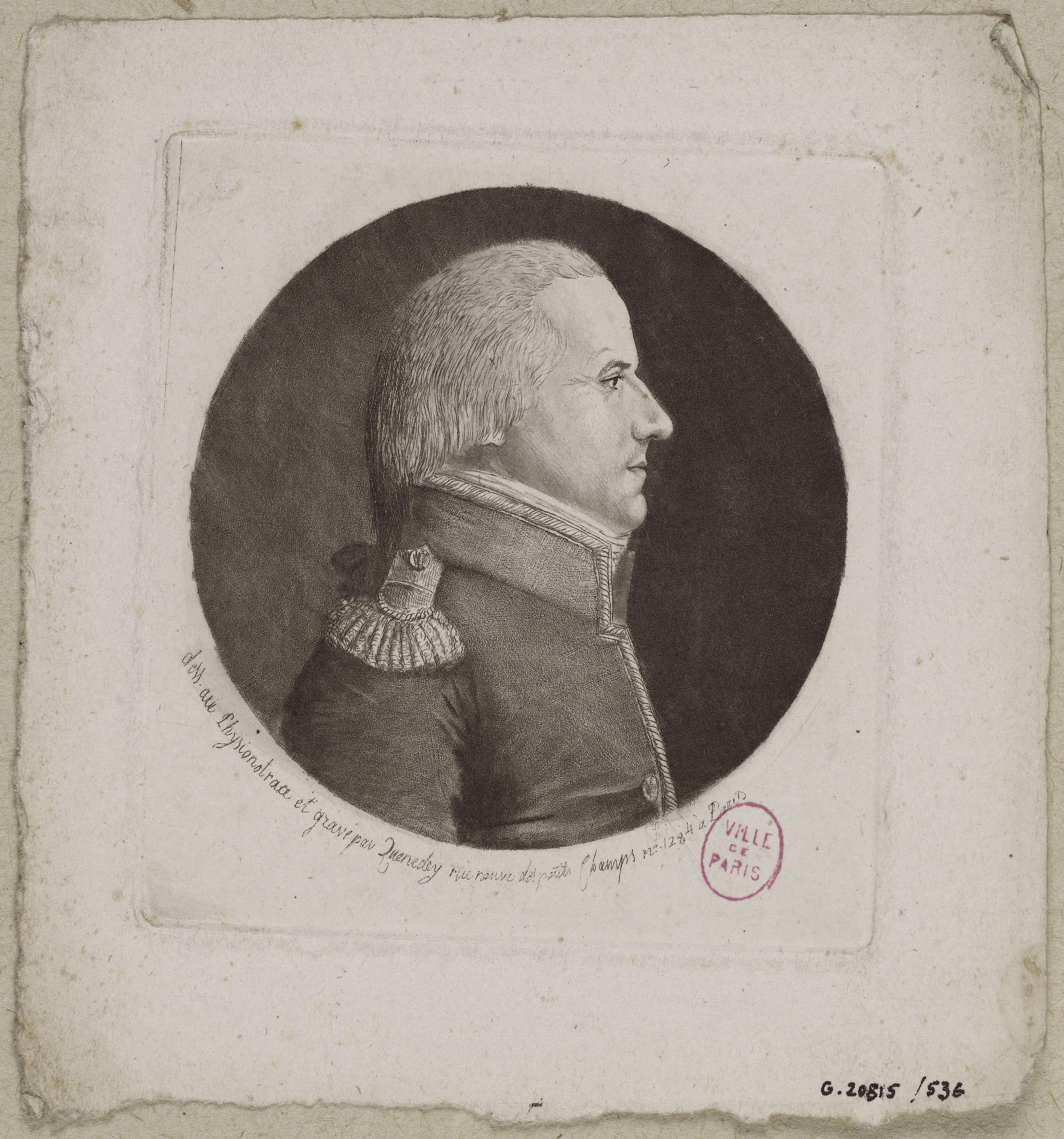 Edmé Quenedey, Portrait d'un homme, représentant un militaire, fin XVIIIème siècle/début XIXème siècle