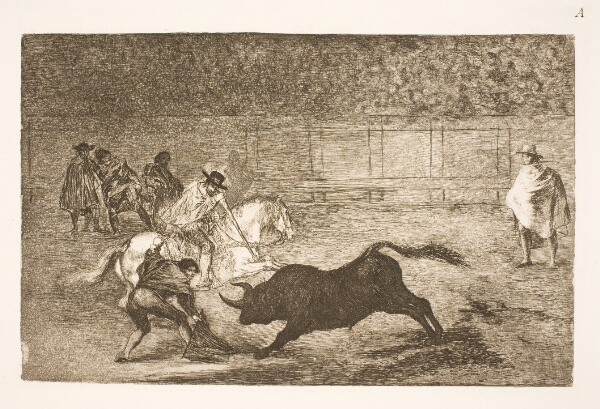 Francisco de Goya, En spansk rytter knækker korte spyd med hjælp fra sine sekundanter