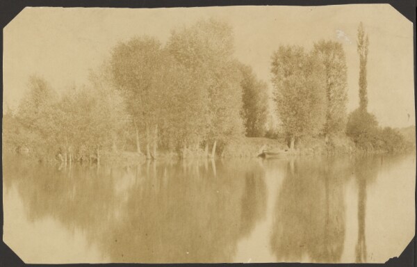 Roger Fenton, [River Bank from across the Water with Boat]