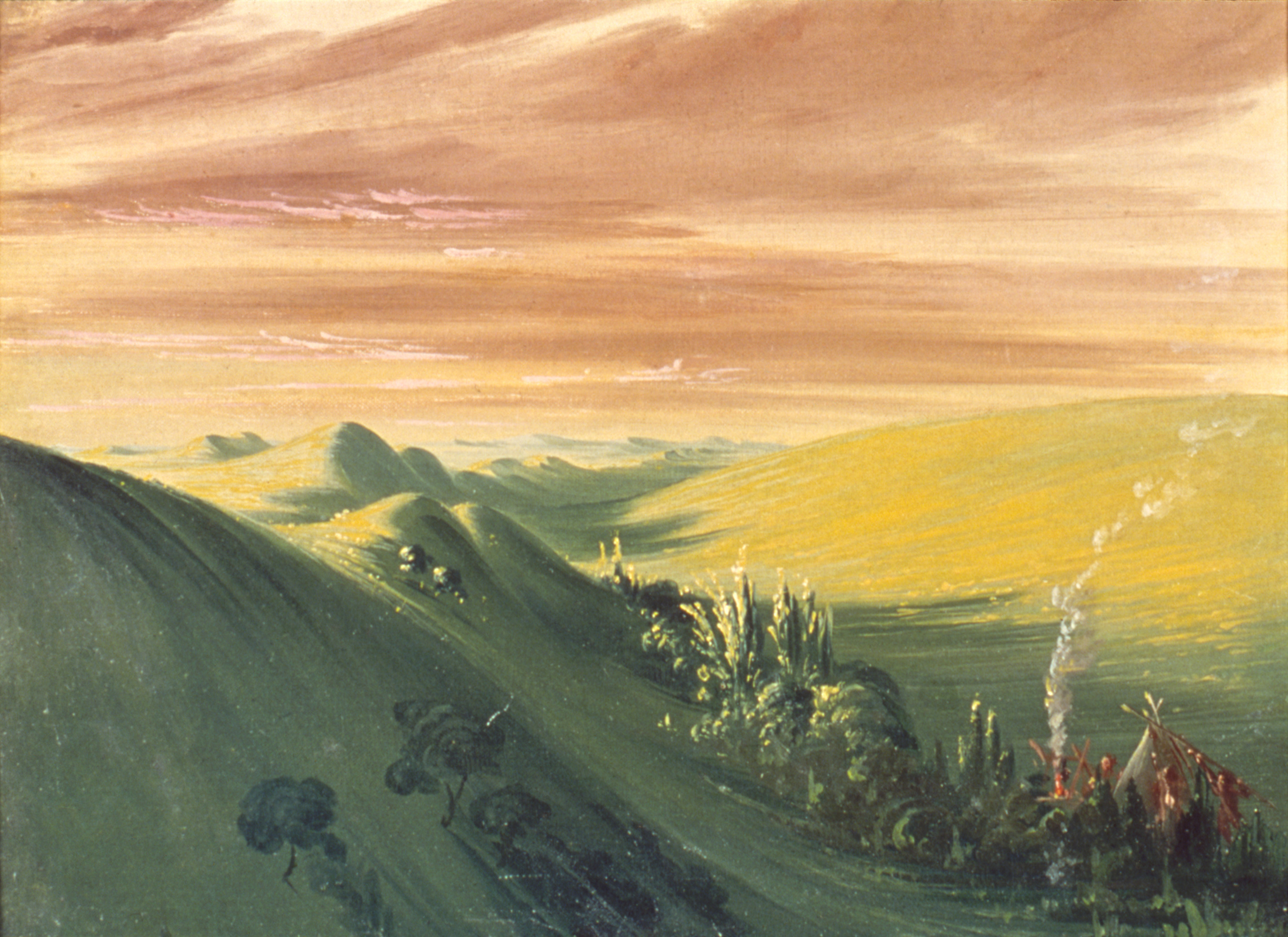 George Catlin, Indians Encamping at Sunset, Upper Missouri