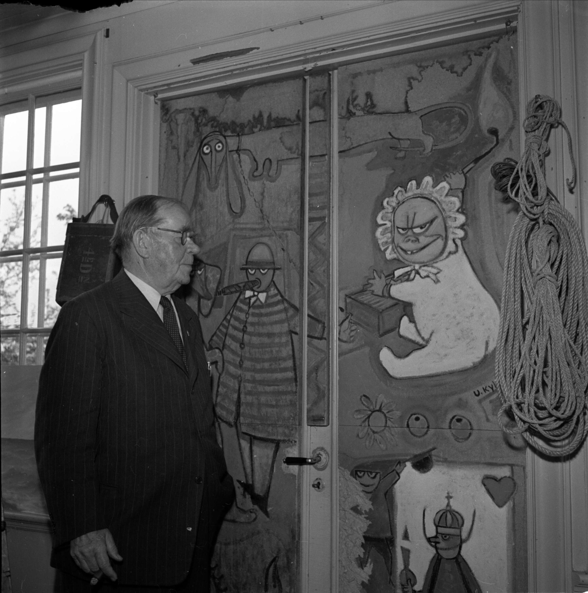 Uppsala-Bild, Brandkapten Fredrik Kylberg 75 år 1952, sannolikt Uppsala