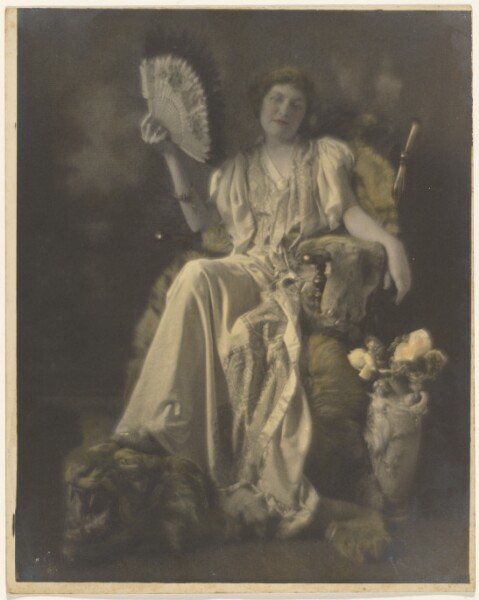 Louis Fleckenstein, [Florence Seated in a Chair with Tiger Rug]