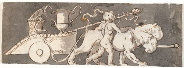 Nicolai Abildgaard, Frise med dreng ved Bacchus' og Mars' (eller Plutos) kærre trukket af løver