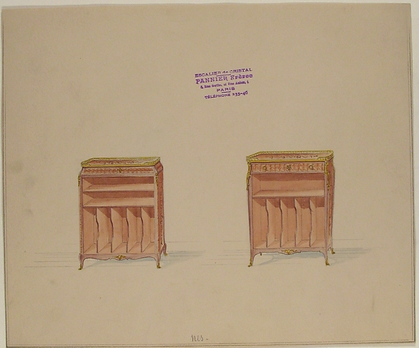 Anonymous, French, 19th century, Two Designs for Tables with Shelves and Dividers