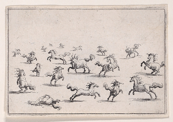 Jacques Callot, Chevaux Courant en Liberté (Horses Running Freely), from Les Caprices Series B, The Nancy Set