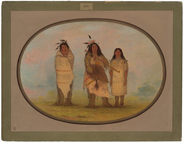 George Catlin, A Cheyenne Chief, His Wife, and a Medicine Man