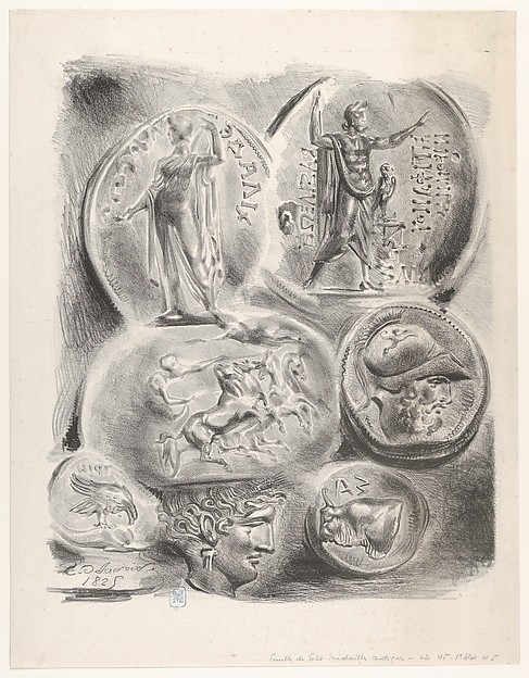 Eugène Delacroix, Studies of Seven Greek Coins