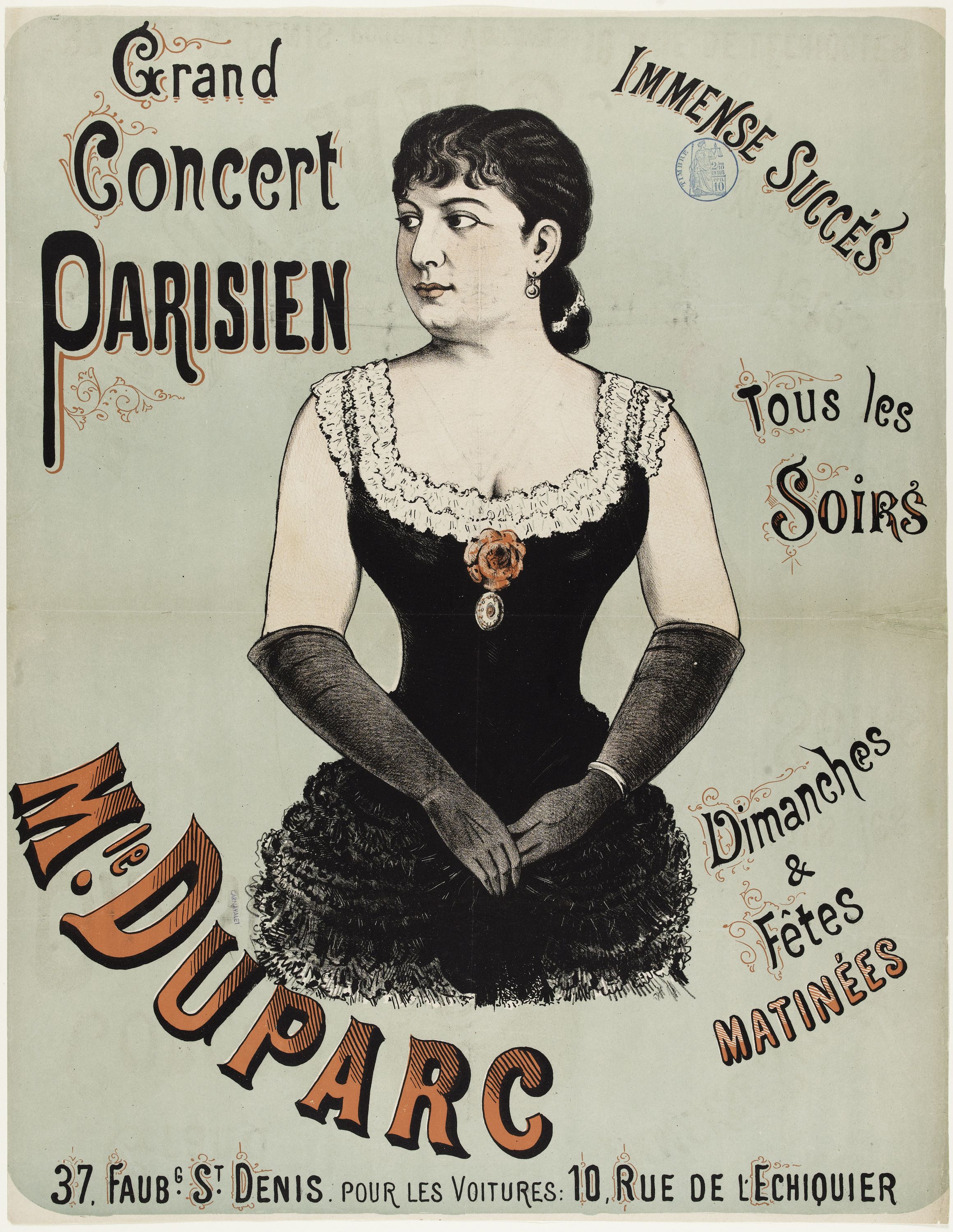 Anonyme, Grand/ Concert/ PARISIEN/ IMMENSE SUCCES/ Tous les/ SOIRS/ Mle. DUPARC