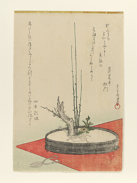 Kubo Shunman, Arrangement of Plum, Fukujusō (Adonis Flower), and Scissors