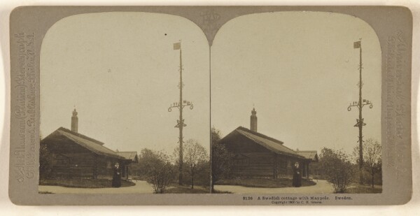 Carleton H. Graves, A Swedish cottage with Maypole. Sweden.