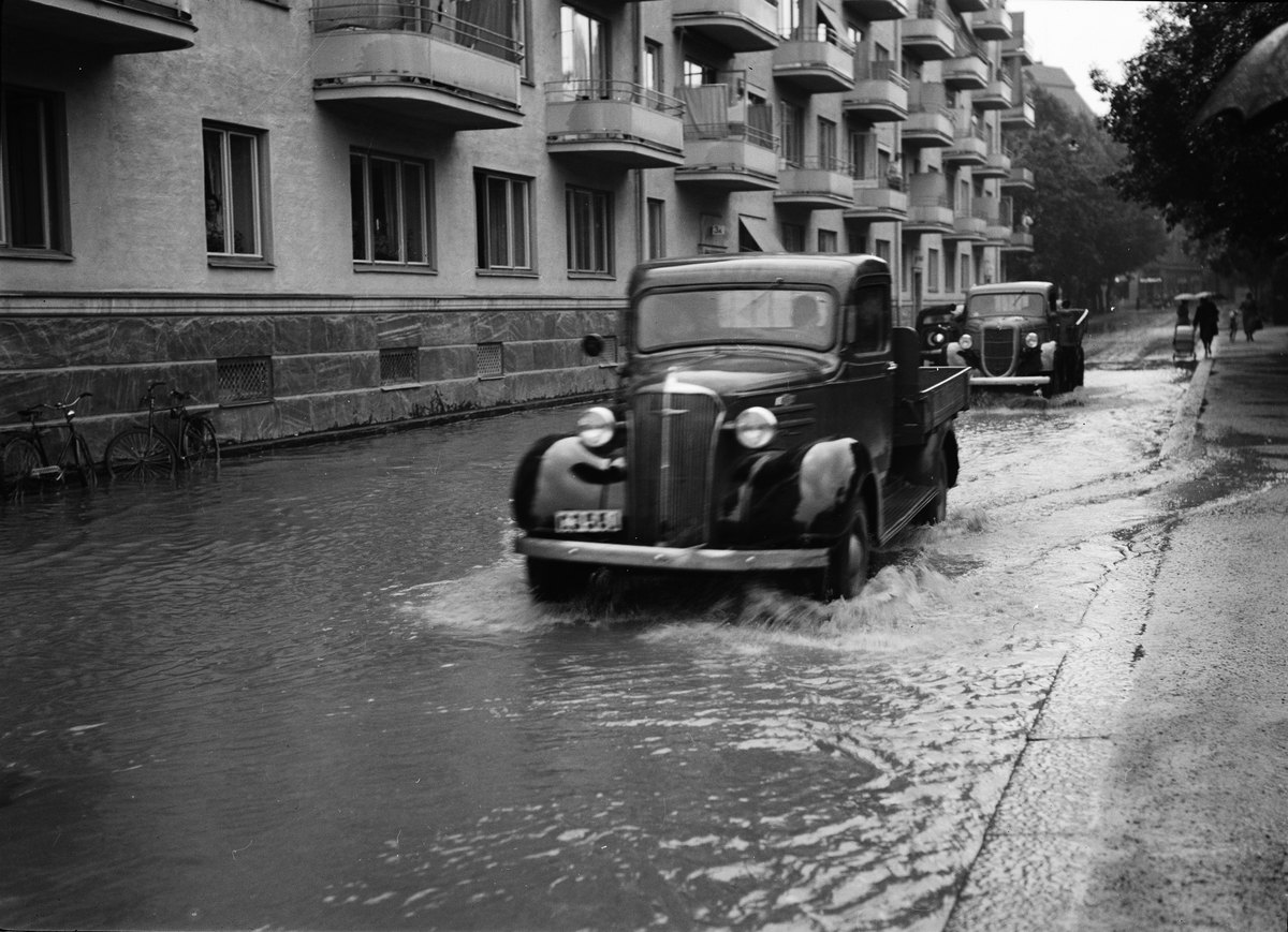 Paul Sandberg, Översvämning på Börjegatan, Luthagen, Uppsala 1939