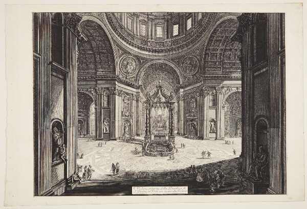 Giovanni Battista Piranesi, Det indre af Peterskirken, med Bernini's baldochino
