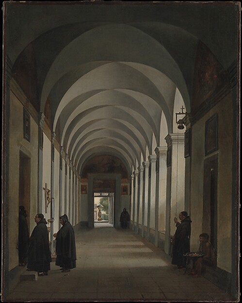 François Marius Granet, Monks in the Cloister of the Church of Gesù e Maria, Rome