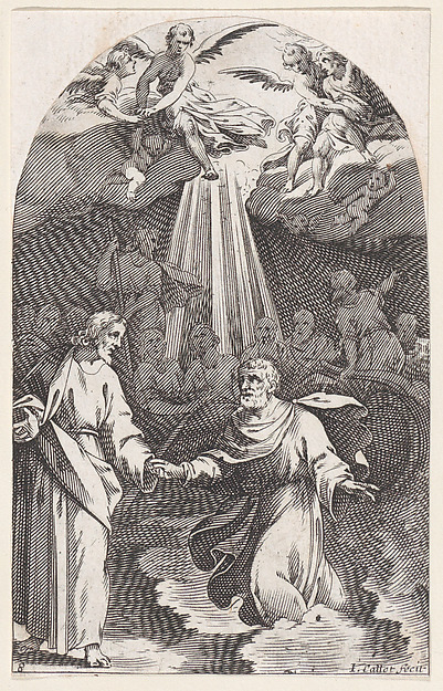 Jacques Callot, Christ Walking on Water, Holding the Hand of St. Peter (First Composition), plate 8 from "Les Tableaux de Rome, Les Eglises Jubilaires" (The Paintings of Rome, The Churches Jubilee)