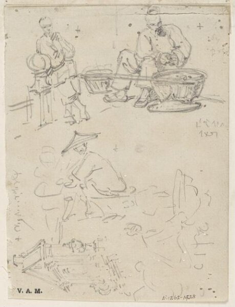 George Chinnery, Chinese figures, and the top of the façade of S. Domingos Church, Macau