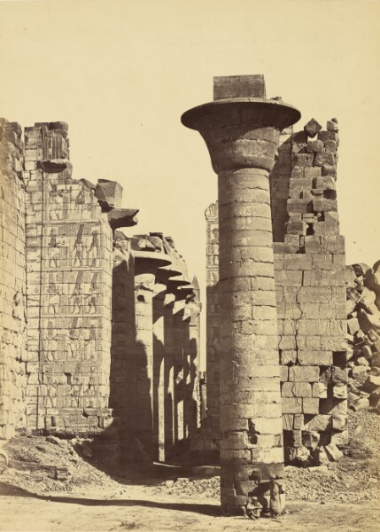 Antonio Beato, [Upper Egypt - Column in the Great Court of Temple Karnak]