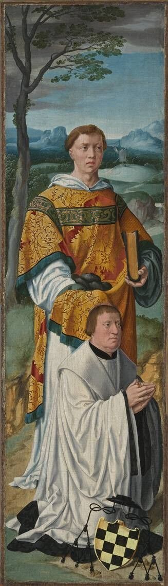 Bartholomaeus Bruyn the Elder, Beweinungsaltar: Hl. Stephanus mit dem Stifter Stephan Vell von Wevelinghoven