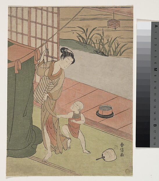 Suzuki Harunobu, Mother and Son by a Mosquito Net