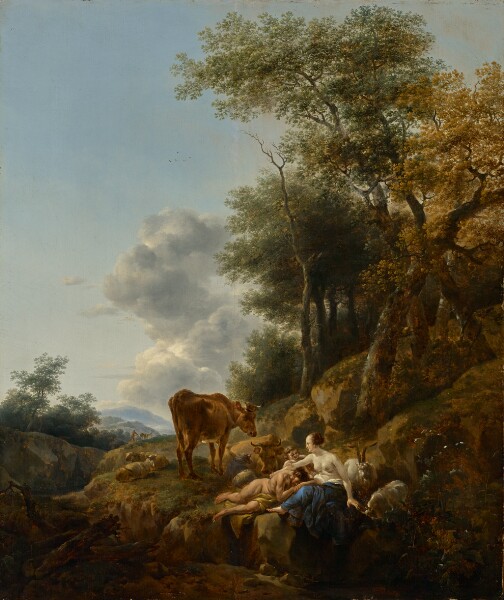 Nicolaes Berchem, Landscape with a Nymph and a Satyr