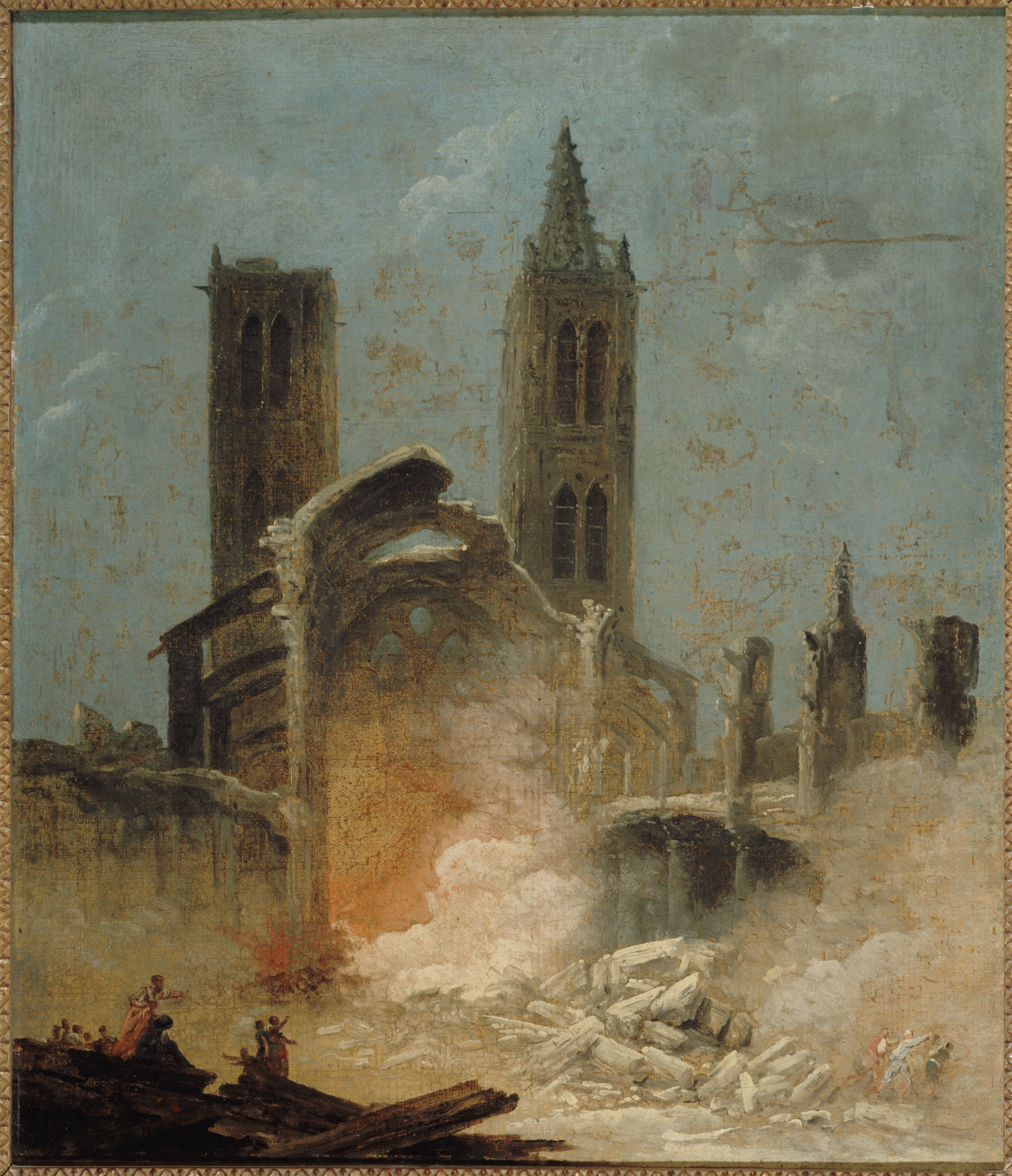 Hubert Robert, La Démolition de l'église Saint-Jean-en-Grève, en 1800