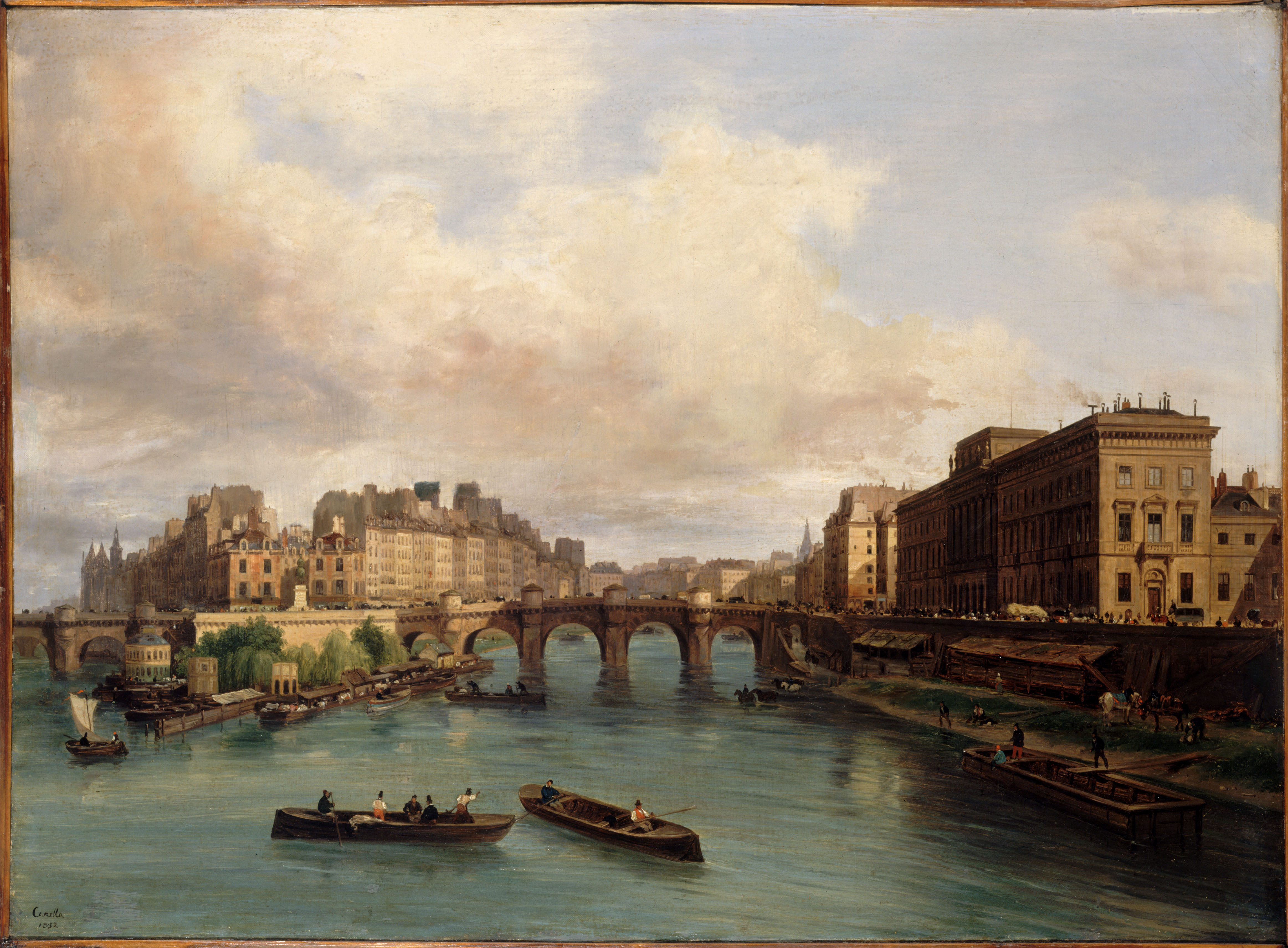 Giuseppe Canella, L'Ile de la Cité et le quai Conti, vus de la passerelle des Arts