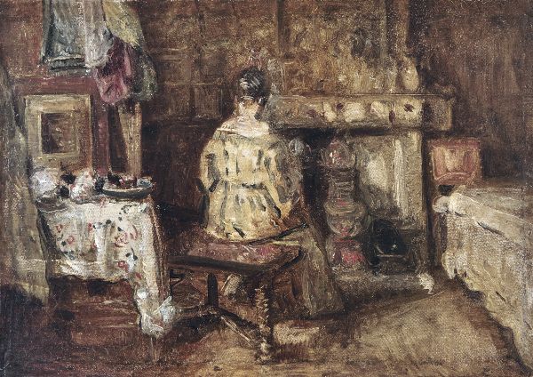 Henri De Braekeleer, Woman in Front of the Fireplace