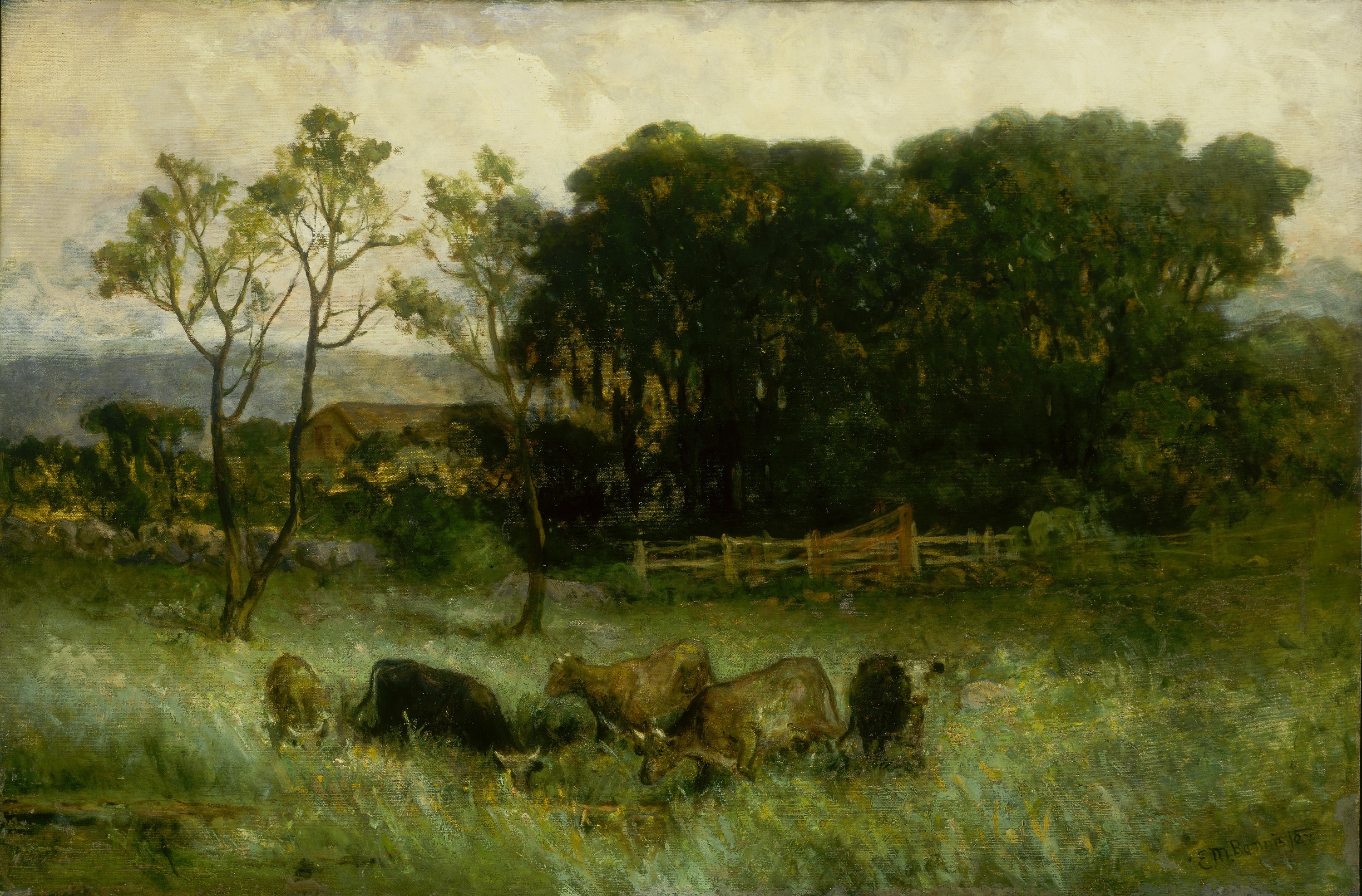 Edward Mitchell Bannister, Untitled (five cows in pasture)