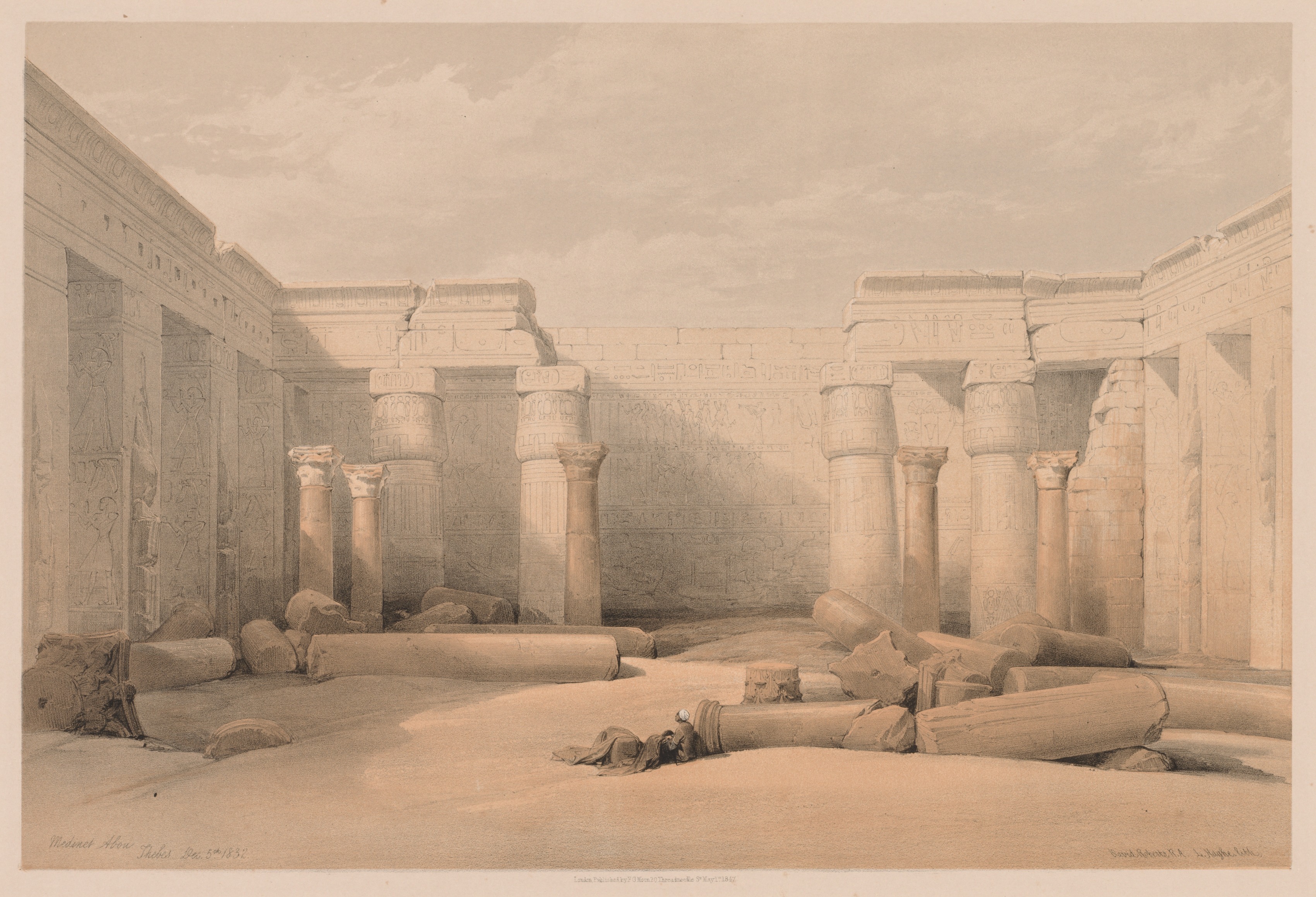 Louis Haghe, Egypt and Nubia:  Volume II - No. 18, Medinet Abou, Thebes