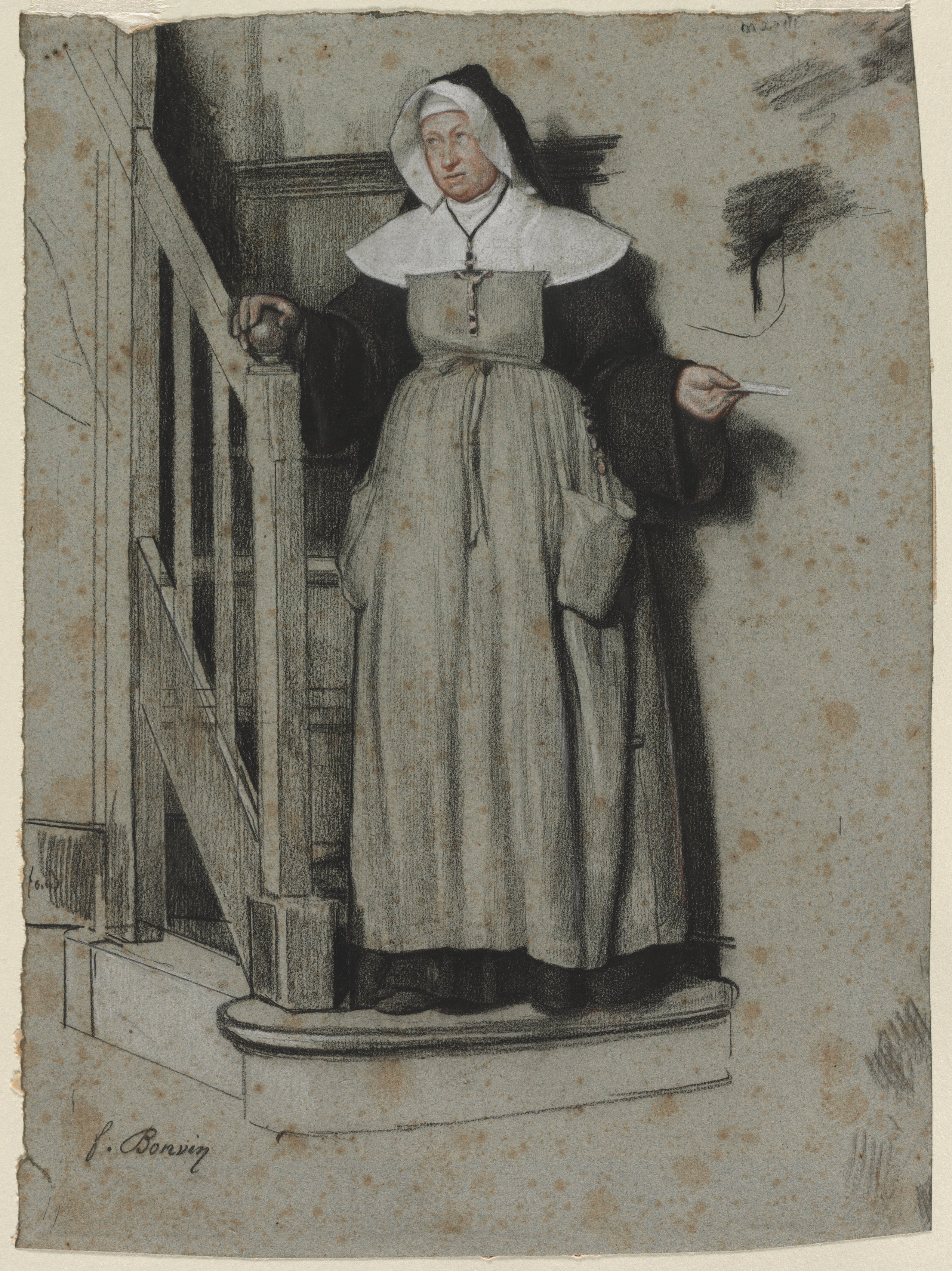 François Bonvin, The Letter of Admission, Interior of a Convent
