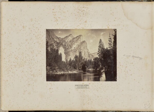 Eadweard J. Muybridge, Yo-Sem-i-te Valley, California. Pom-pom-pa-sus, (Mountains Playing Leap Frog). Three Brothers, 4,300 Feet above Valley