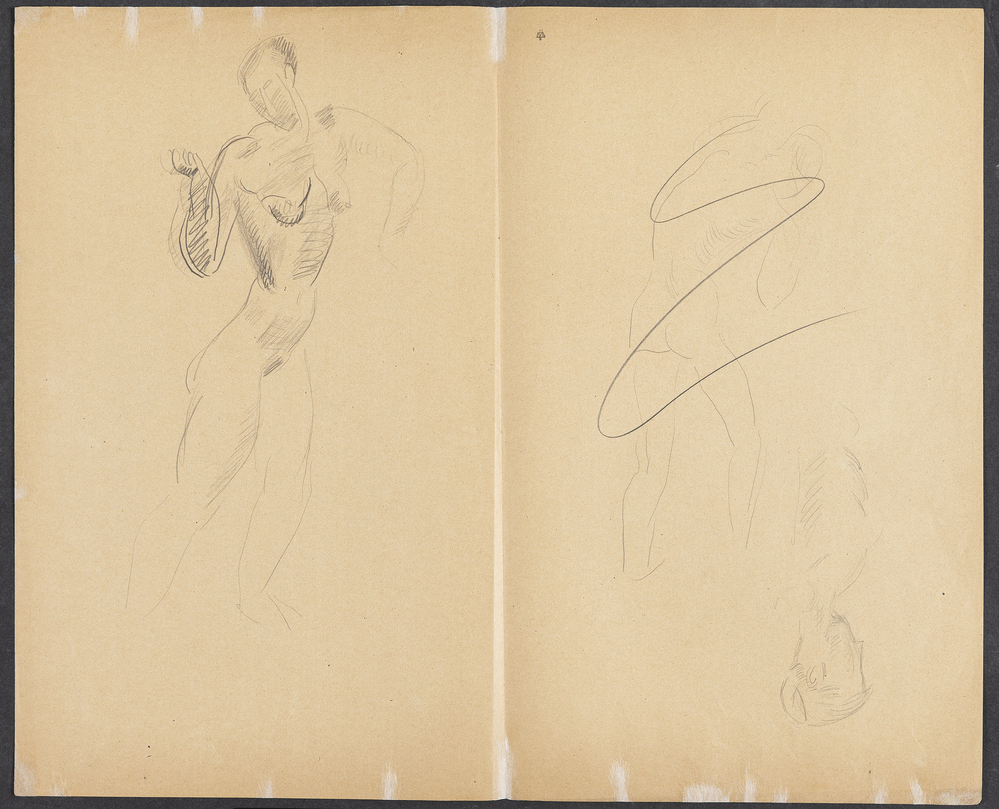 Astrid Holm, Udrevet blad fra skitsebog med modelstudier