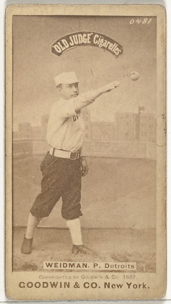 Goodwin & Company, George Edward "Stump" Wiedman, Pitcher, Detroit Wolverines, from the Old Judge series (N172) for Old Judge Cigarettes