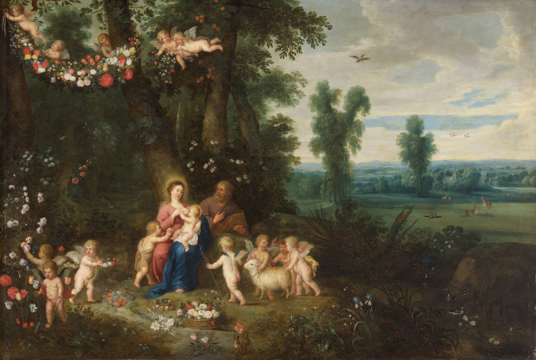 Pieter van Avont, Madonna and Child, St John the Baptist and Angels