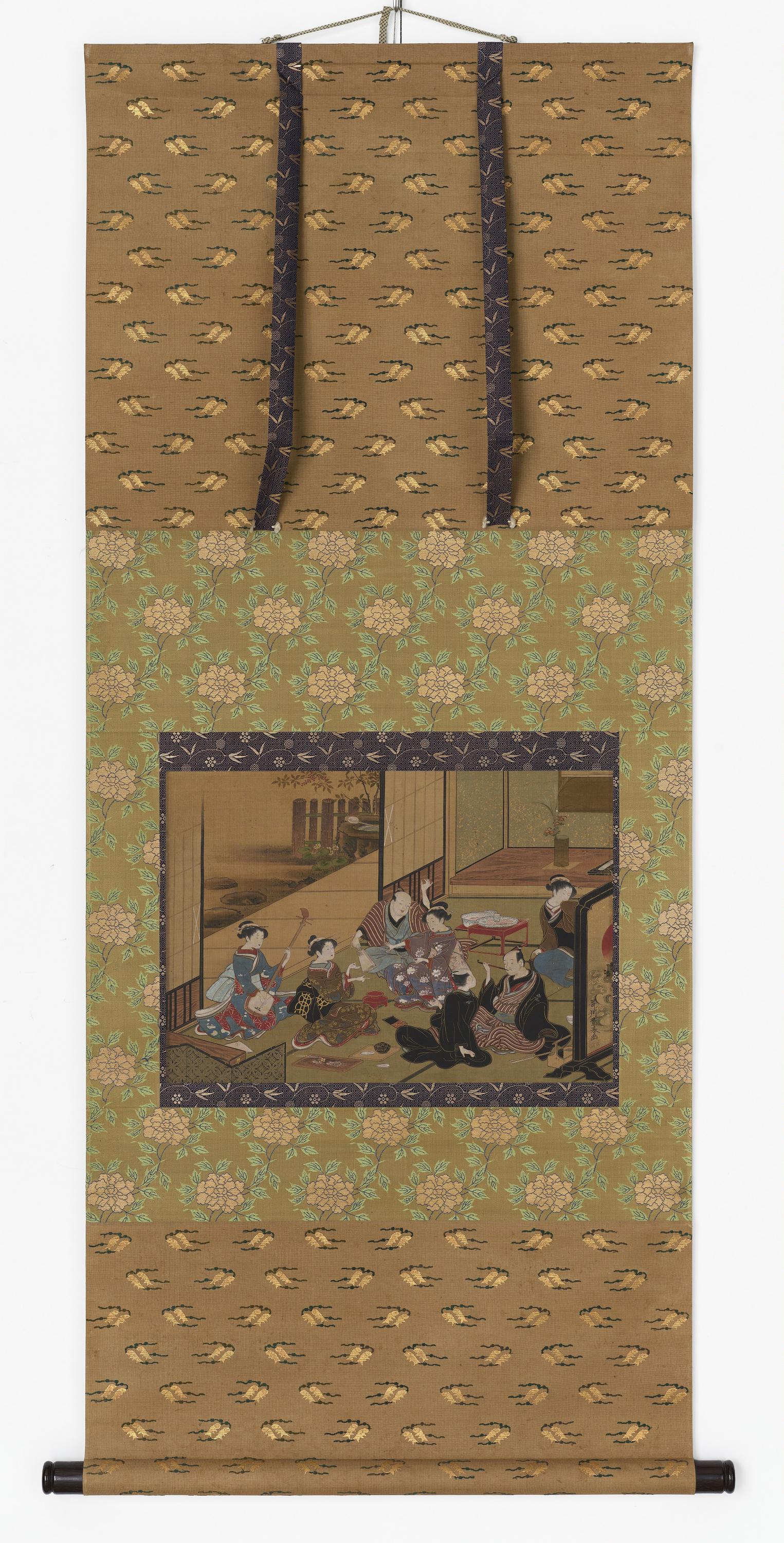 Utagawa Toyoharu, Interior scene of a party with geisha and clients
