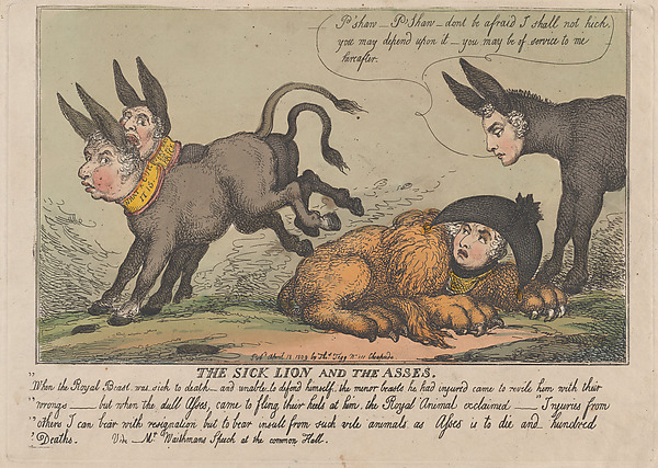 Thomas Rowlandson, The Sick Lion and The Asses