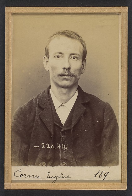Alphonse Bertillon, Cornu. Eugène. 25 ans, né à Paris XXe le 27/3/94. Cordonnier. Anarchiste. 2/7/94.