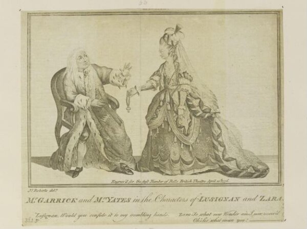 Unknown, Mr. Garrick and Mrs. Yates in the characters of Lusignan and Zara