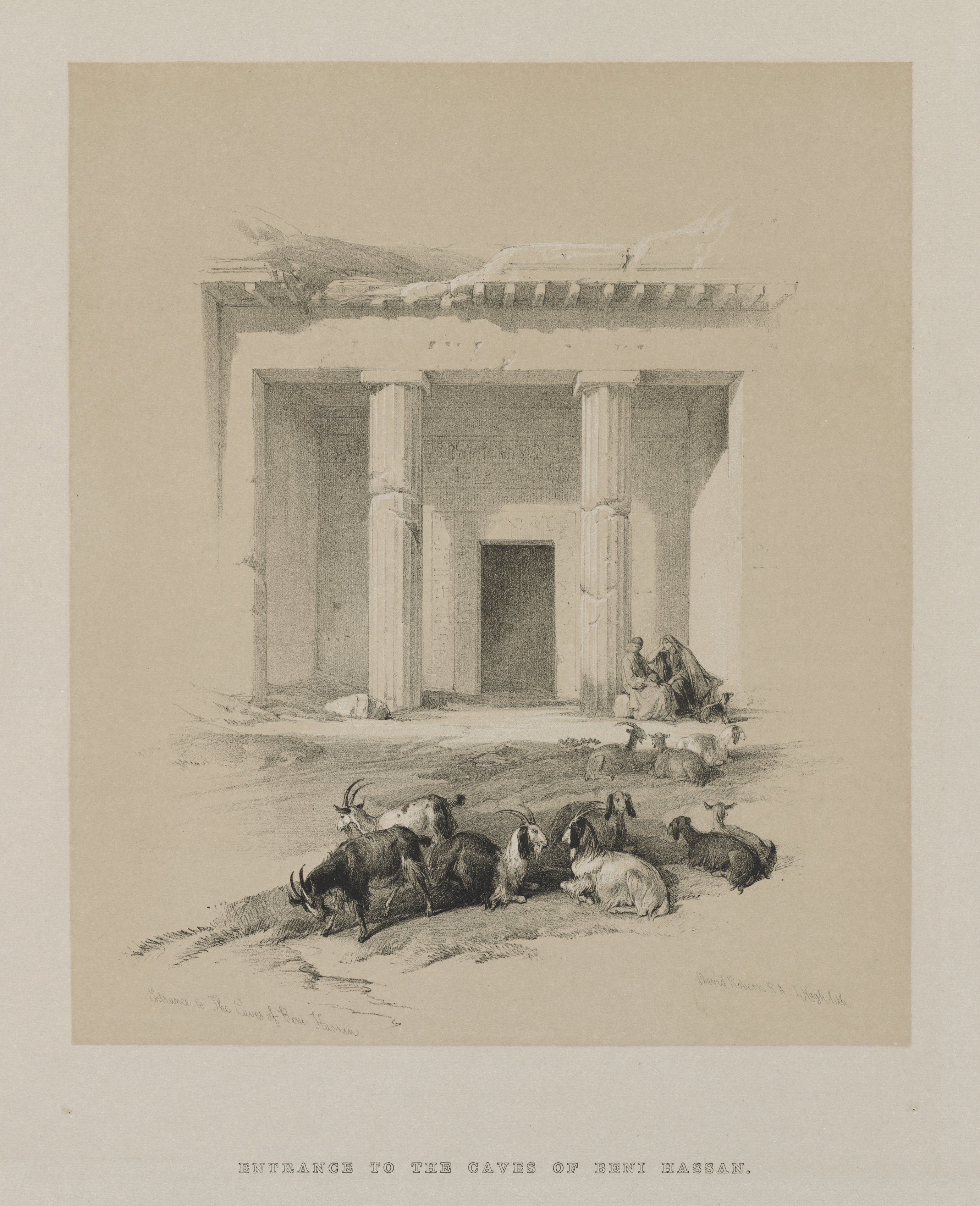 Louis Haghe, Egypt and Nubia, Volume I: Entrance to the Caves of Beni-Hasan