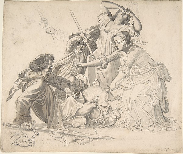 Wilhelm von Kaulbach, Illustration for Reinecke Fuchs: Tomcat Hinz being hit instead of Reinecke