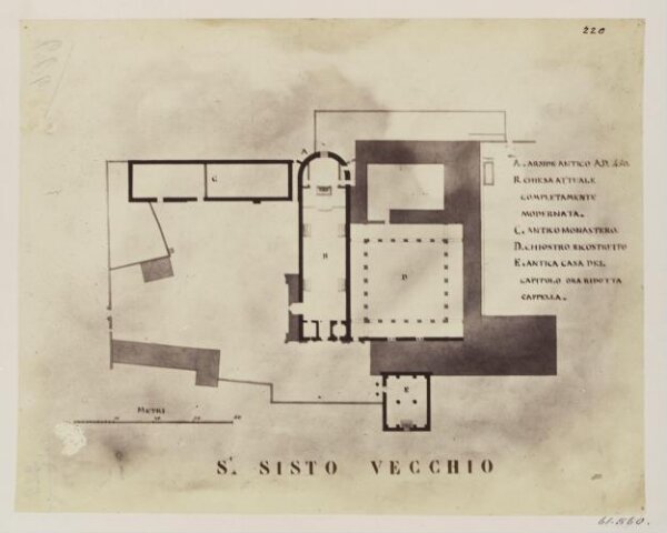 Parker, John Henry, Medieval Rome - S. Sisto Vecchio, A.D. 850. Plan of the Monastery.