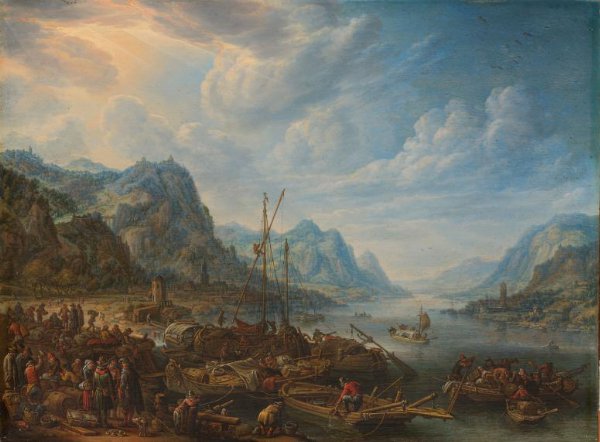 Herman Saftleven, River View with Landing Stage