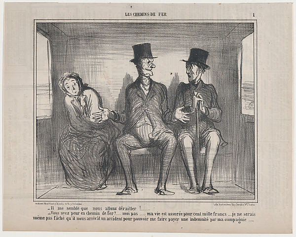 Honoré Daumier, Il me semble que nous allons dérailler..., from Les Chemins de Fer, published in Le Charivari, December 19, 1857