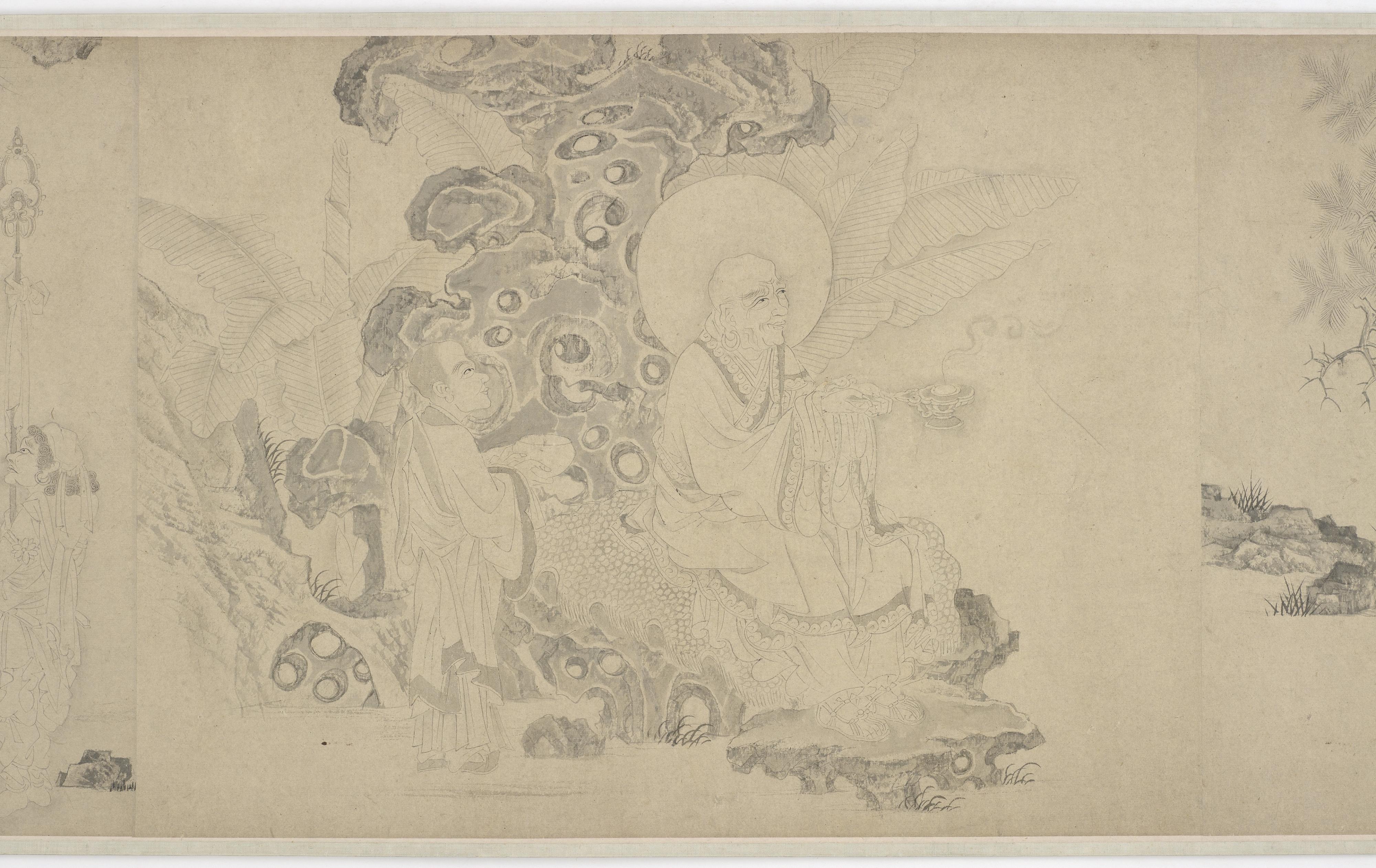 Formerly attributed to Zhao Mengfu, Sixteen luohans