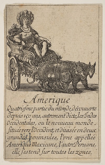 Stefano della Bella, Allegory of America, from the playing cards "Jeu de la Géographie"