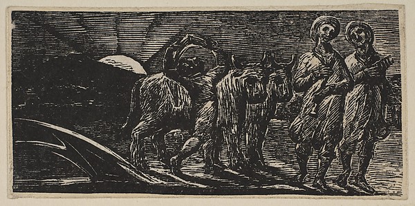 William Blake, Boy Returning Joyfully, with Plough and Oxen, from Thornton's "Pastorals of Virgil"