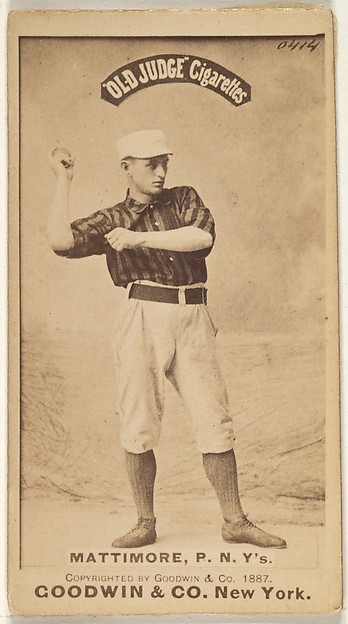 Goodwin & Company, Michael "Mike" Joseph Mattimore, Pitcher, New York, from the Old Judge series (N172) for Old Judge Cigarettes