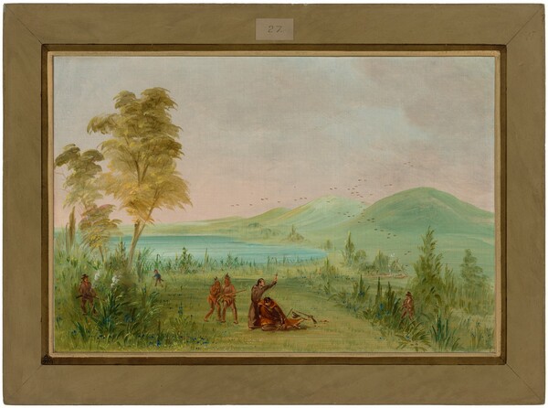 George Catlin, La Salle Assassinated by Duhaut.  May 19, 1686