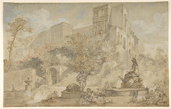 Charles Joseph Natoire, The Fountain of Rome at the Villa d'Este, Tivoli